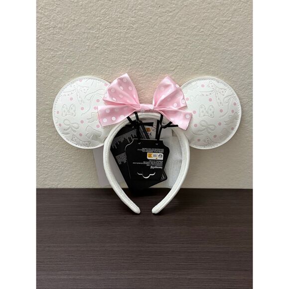 Loungefly Disney Minnie Mouse Polka Dot Bows White Ears Headband